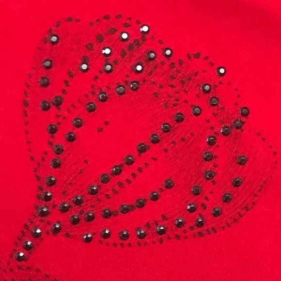 Red Embellished Top. Size Med .Like new. - Picture 2 of 9